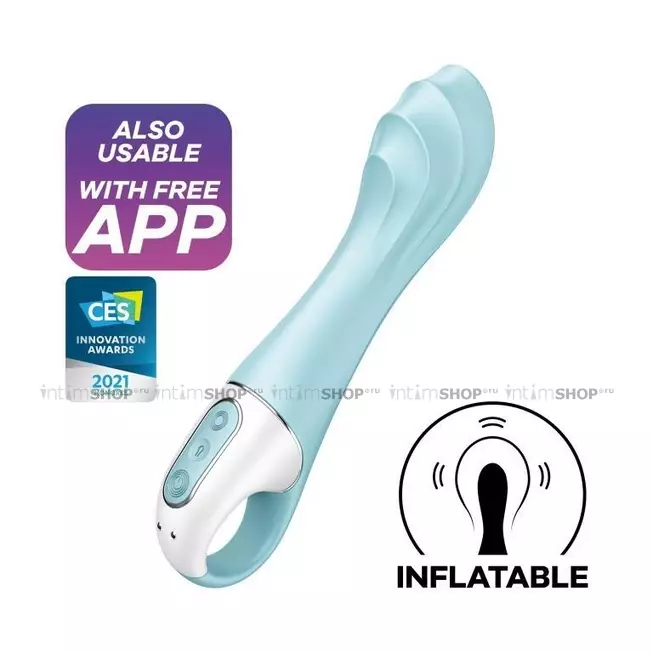 Вибратор для точки G с расширением Satisfyer Air Pump Vibrator 5+, голубой