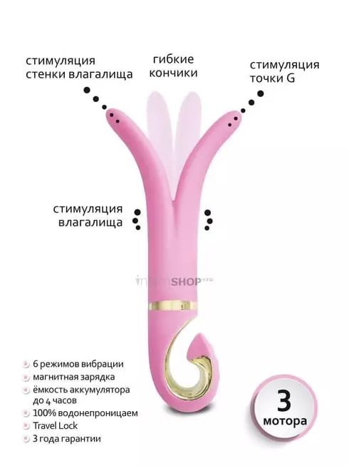 Вибратор Gvibe 3 Candy двойной, розовый