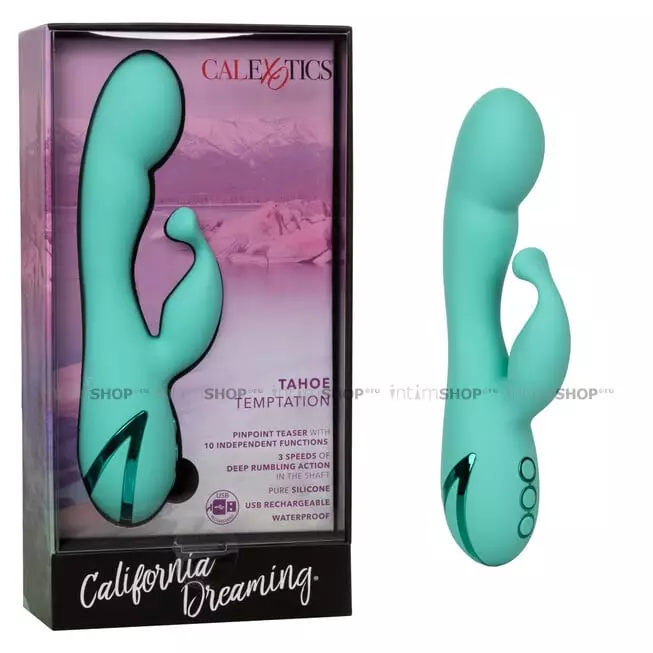 Вибратор-кролик CalExotics California Dreaming Tahoe Temptation, бирюзовый