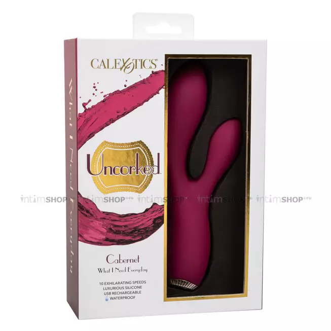 Вибратор-кролик CalExotics Uncorked Cabernet, бордовый