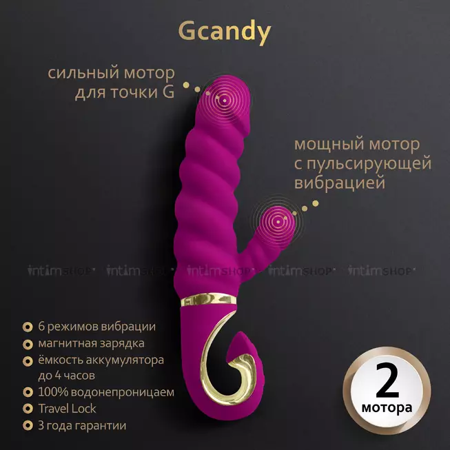 Вибратор-кролик Gvibe Gcandy рельефный, ягодный