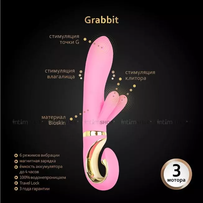 Вибратор-кролик Gvibe Grabbit, розовый