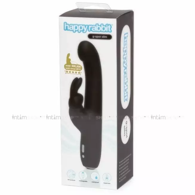 Вибратор-кролик Happy Rabbit Slimline G-Spot, черный