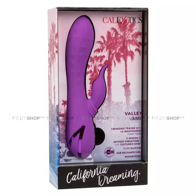 Вибратор-кролик с подвижным отростком CalExotics California Dreaming Valley Vamp, фиолетовый