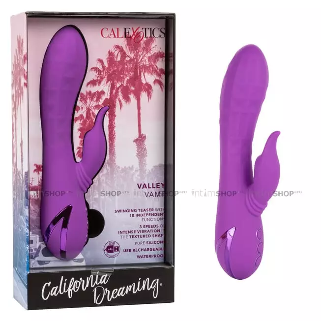 Вибратор-кролик с подвижным отростком CalExotics California Dreaming Valley Vamp, фиолетовый