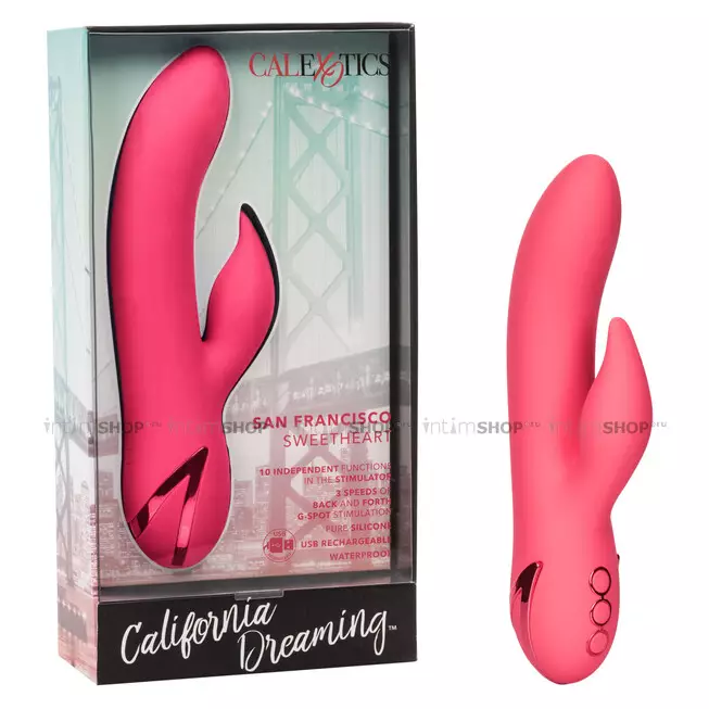 Вибратор-кролик с подвижным стволом CalExotics California Dreaming San Francisco Sweetheart, розовый