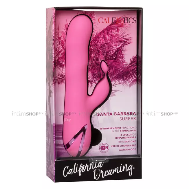 Вибратор-кролик с волнообразными движениями ствола CalExotics California Dreaming Santa Barbara Surfer, розовый