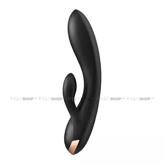 Вибратор-кролик Satisfyer Double Flex с двумя клиторальными отростками, черный