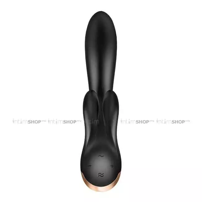 Вибратор-кролик Satisfyer Double Flex с двумя клиторальными отростками, черный