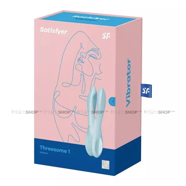 Вибромассажер Satisfyer Threesome 1 для стимуляции клитора и сосков, голубой