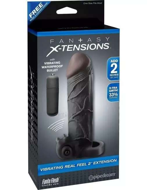 Вибронасадка с кольцом Fantasy X-tensions Vibrating Real Feel 2'' Extension черная