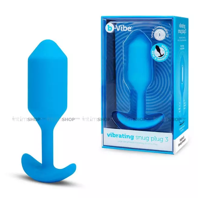 Вибропробка для ношения B-Vibe Vibrating Snug Plug 3, голубая