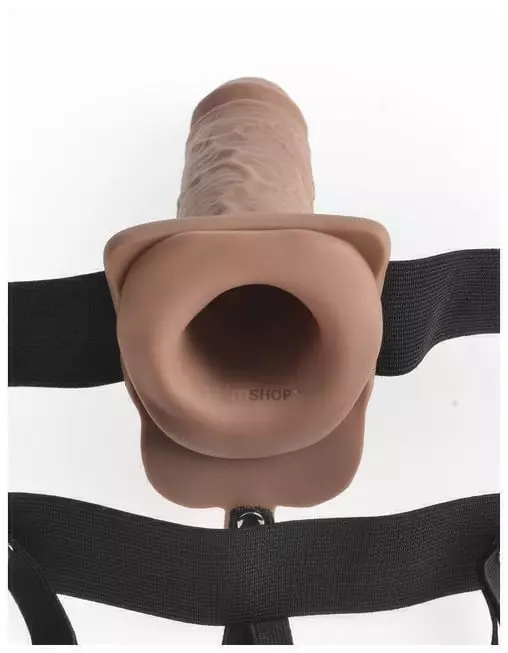 Вибрострапон полый с пультом ДУ Pipedream Fetish Fantasy 7 Strap-On Tan, телесный