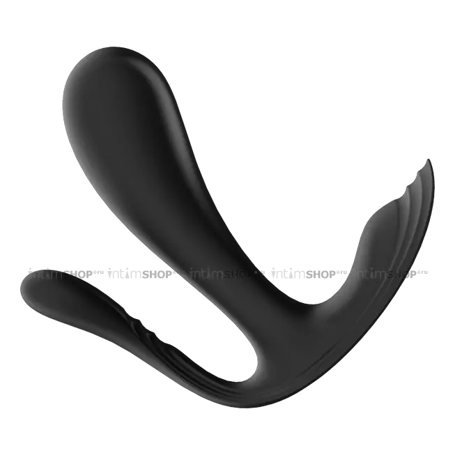 Вибровкладка в трусики с вагинальным и анальным отростком Satisfyer Top Secret+, черная