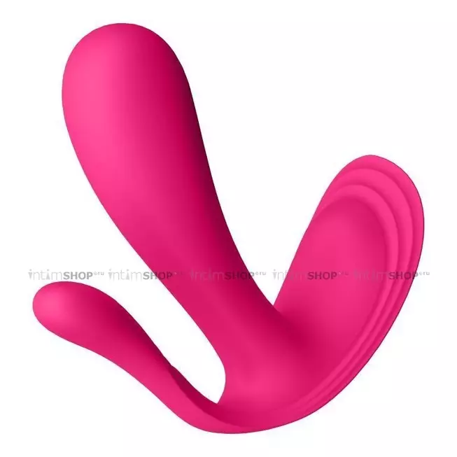 Вибровкладка в трусики с вагинальным и анальным отростком Satisfyer Top Secret+, розовая