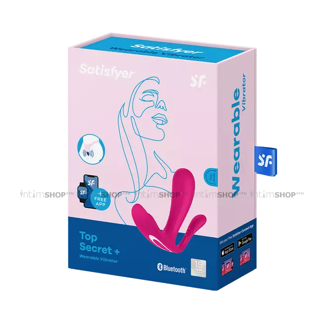 Вибровкладка в трусики с вагинальным и анальным отростком Satisfyer Top Secret+, розовая