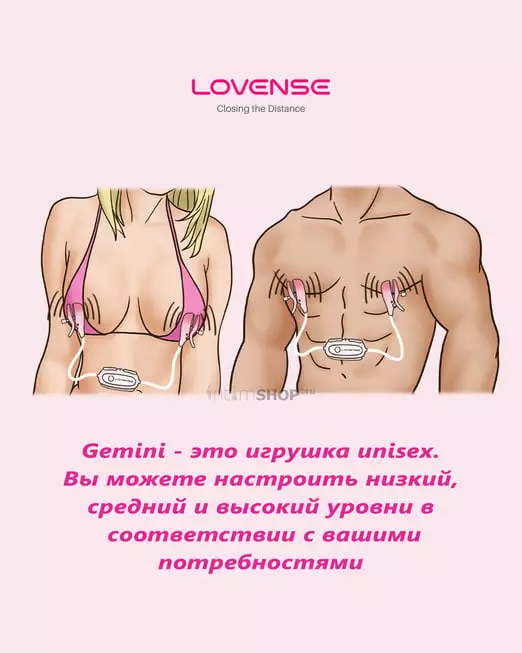 Виброзажимы для сосков Lovense Gemini, розовый